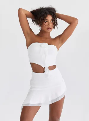 Ultra Soft Texture Lovell Ruffle Set White