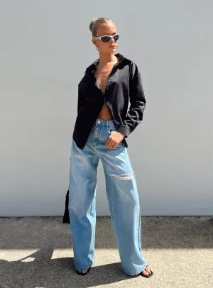 Party Look Weekend Warrior Eco Friendly Denim Beale Wide Leg Jeans Mid Wash Denim