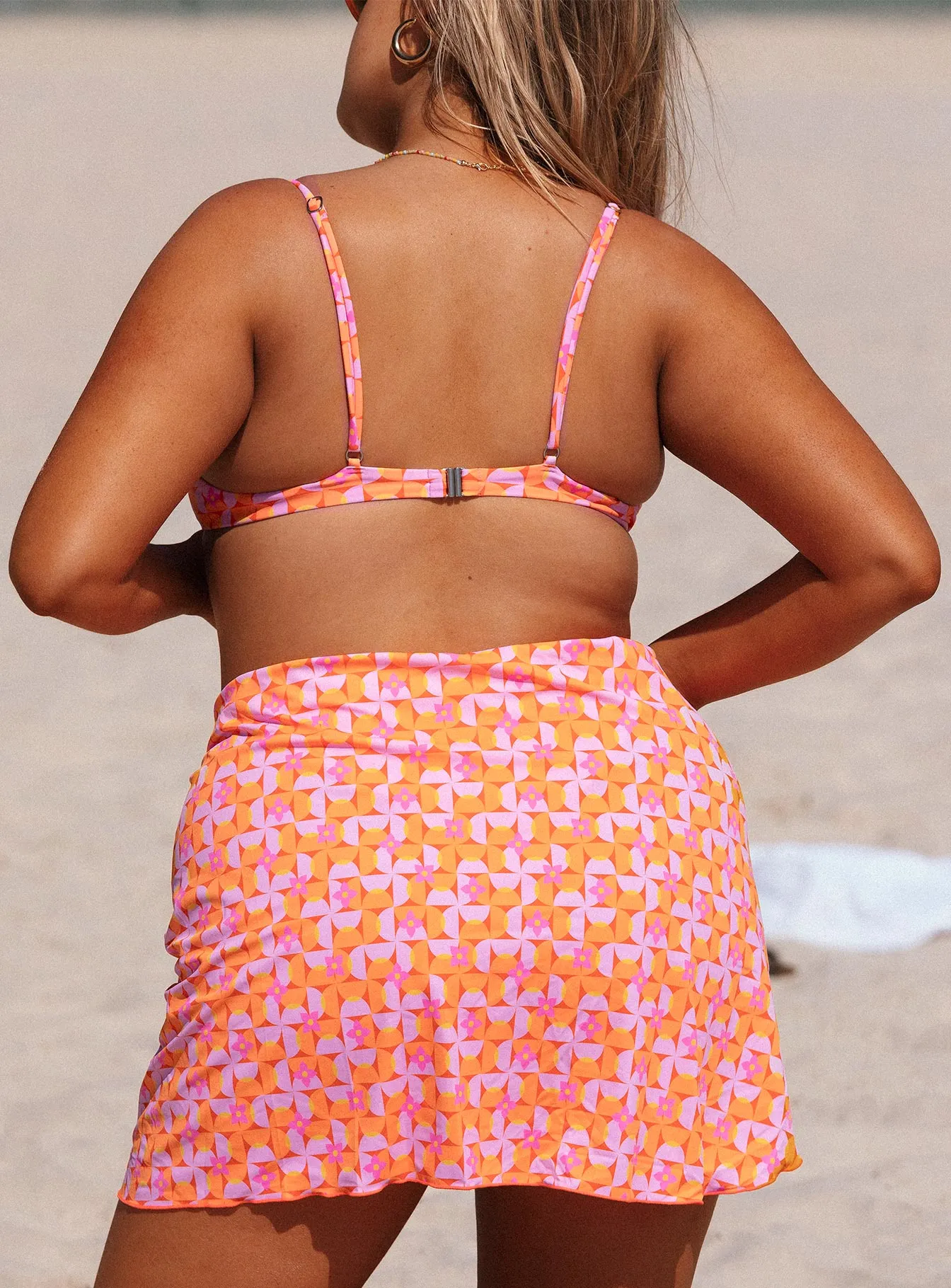 Ellie Bikini Top Orange / Pink Moisture Wicking Fibers