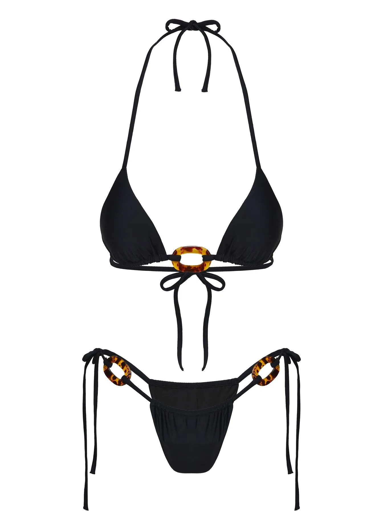 Tagless Comfort Finish Jenner Triangle Bikini Ring Top Black