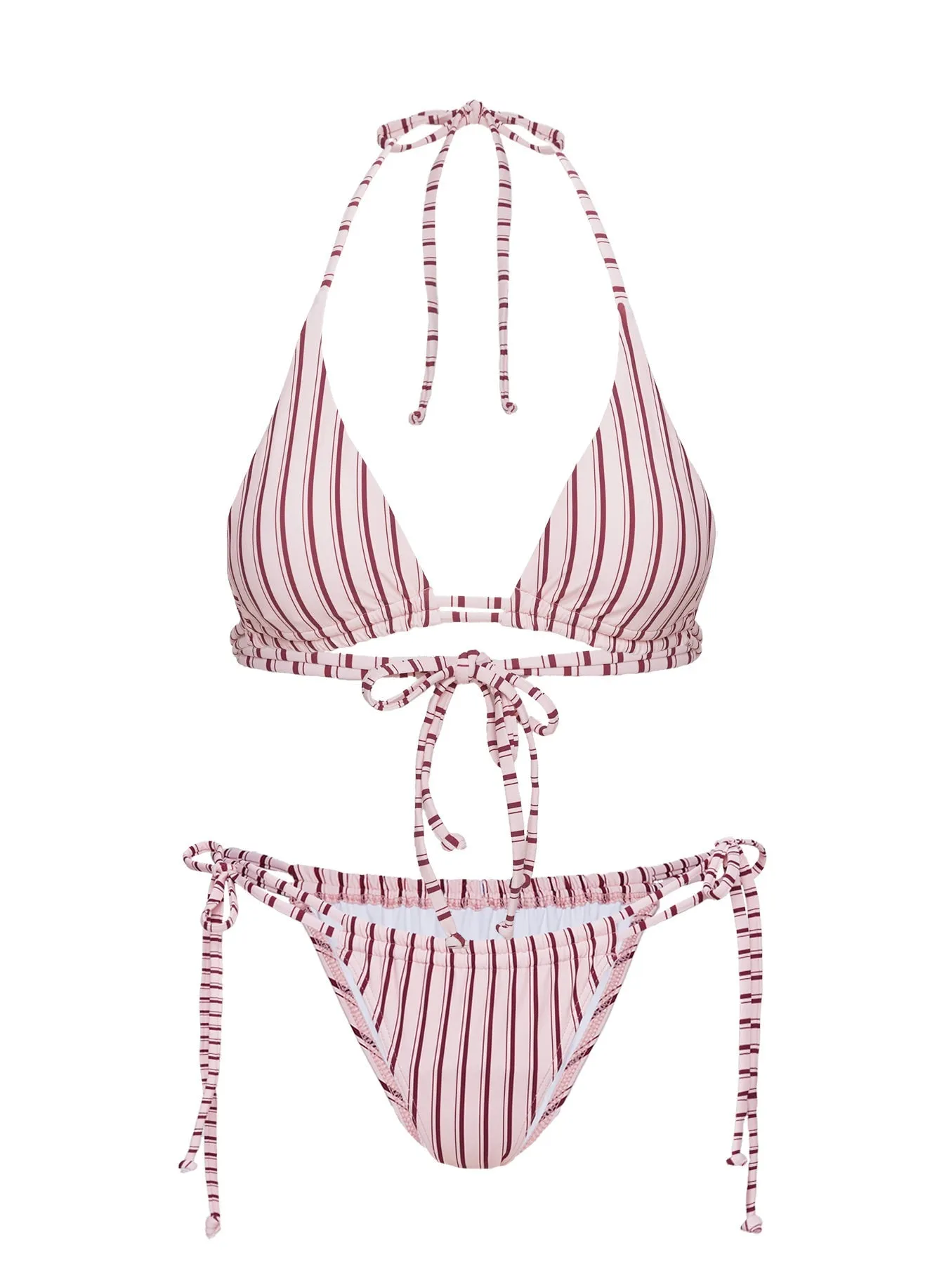 Seahaven Tie Side Bikini Bottoms Pink Stripe Compression Fit Lining