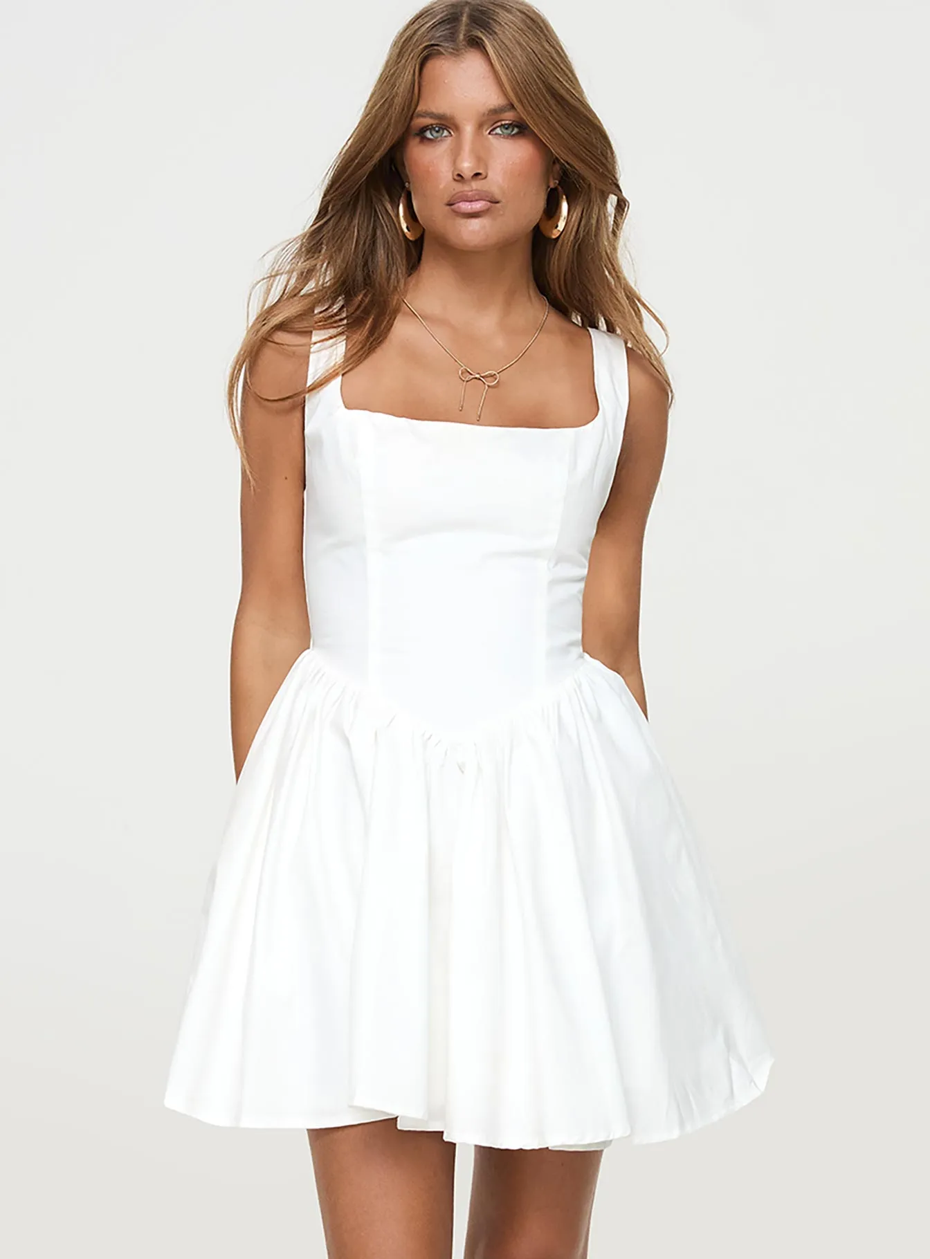 Straplie Mini Dress White Vibrant