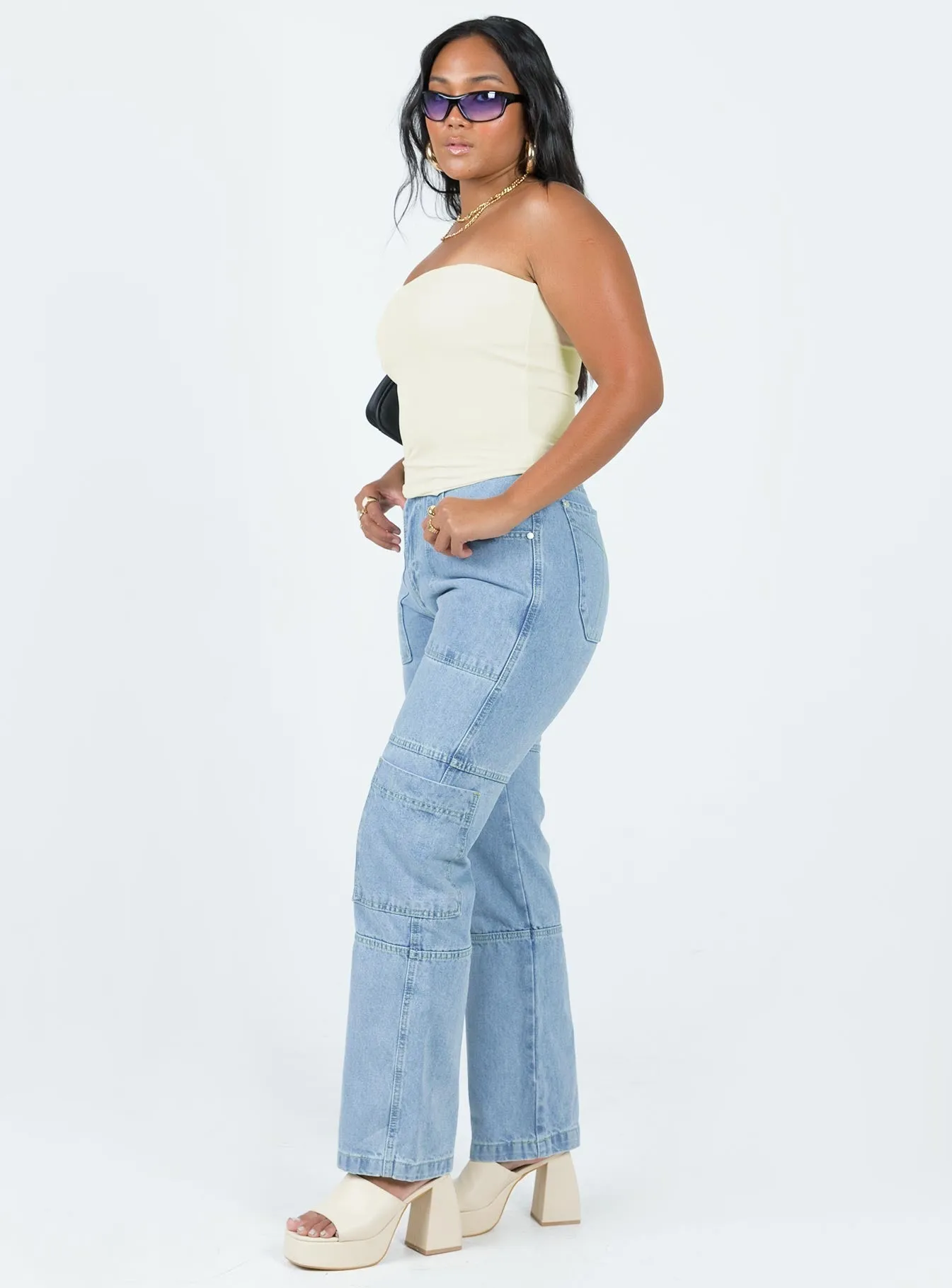 Spring Mood Bold Look The Ragged Priest Combat Organic Cotton Denim Light Blue
