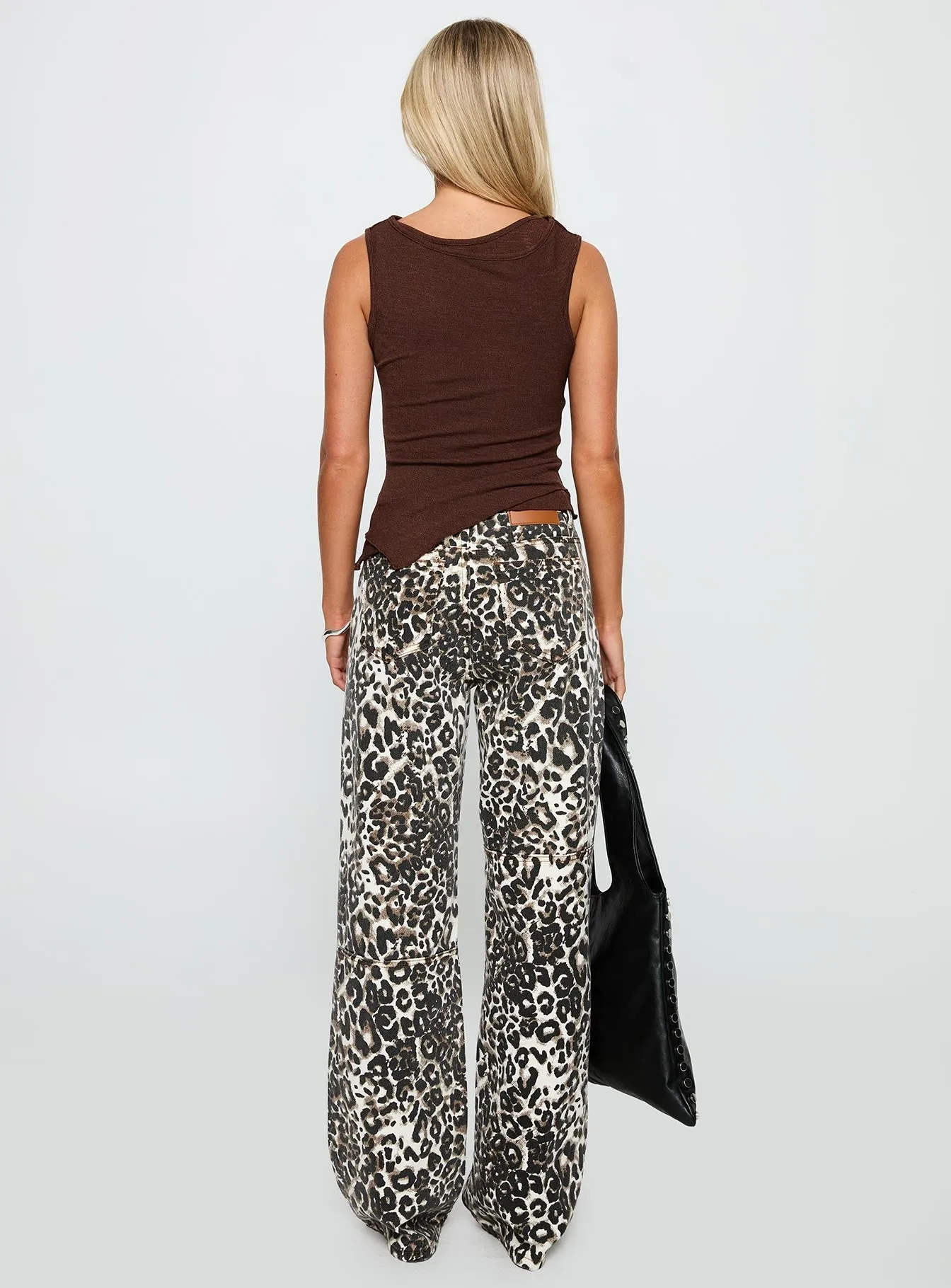 Subtle Detail All Day Use Wild Ride High Rise Wide Leg Cargo Jeans Leopard