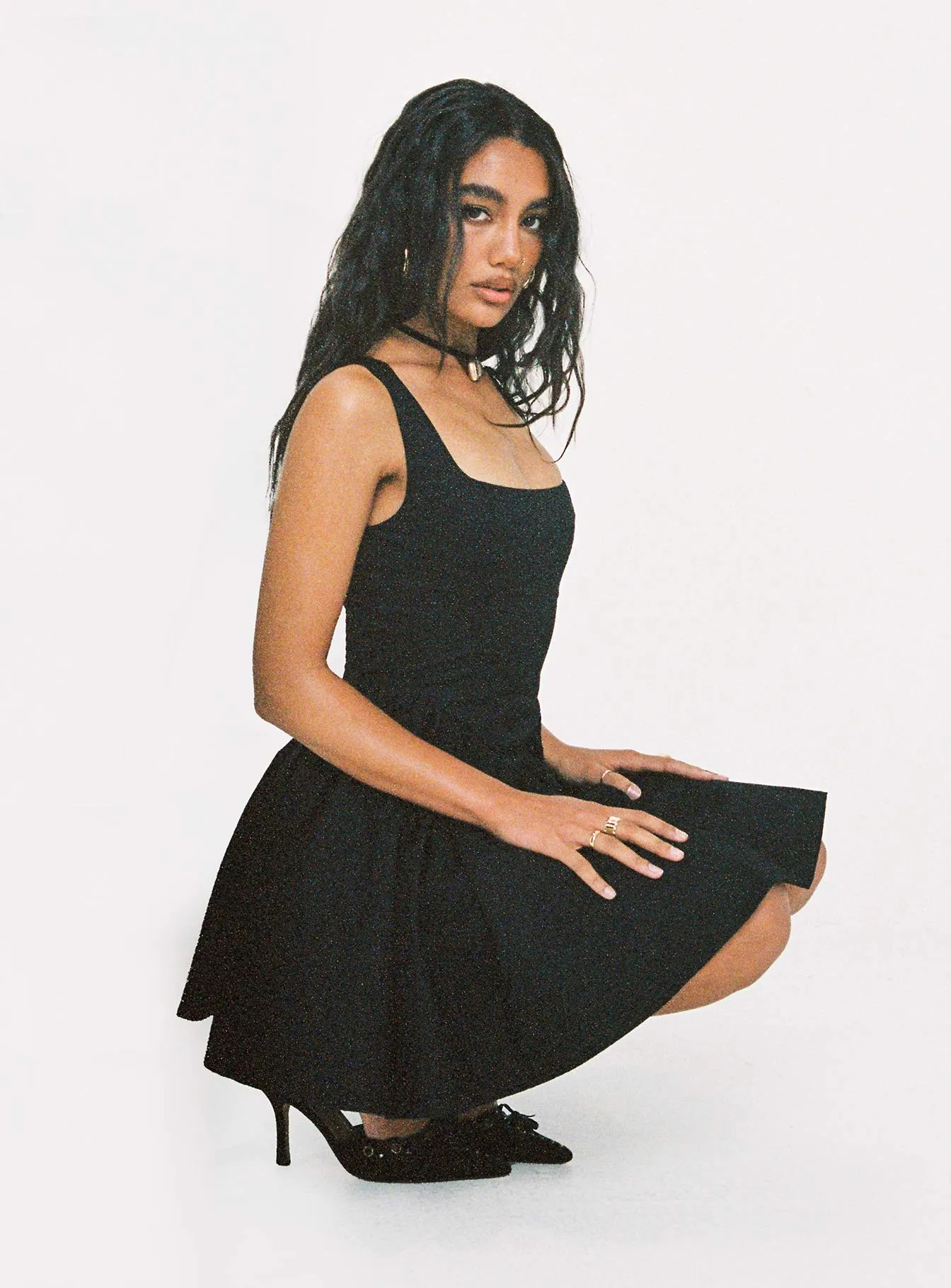 Pop Warm Straplie Mini Dress Black