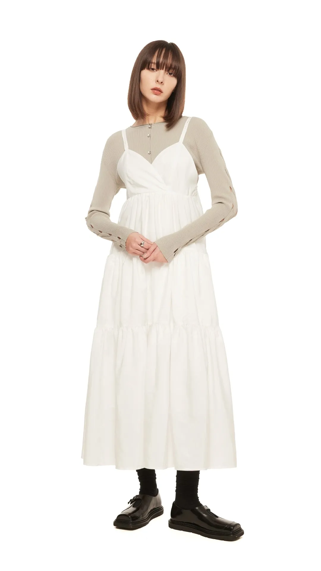 WrinkleResistantCloth AdjustableStraps Tiered Camisole Dress
