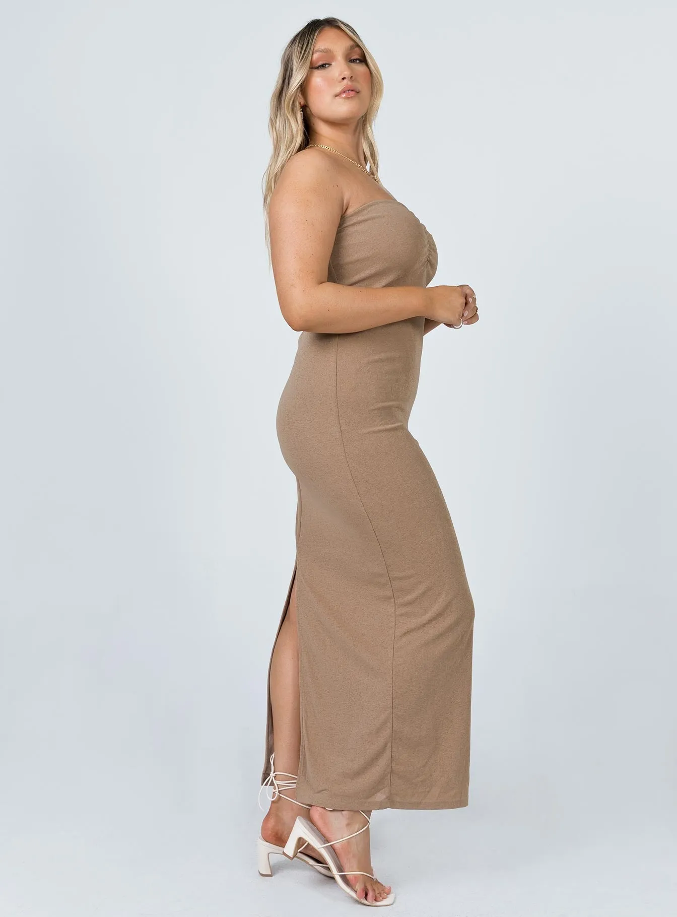 Charm Strapless Maxi Dress Brown Morning Glow