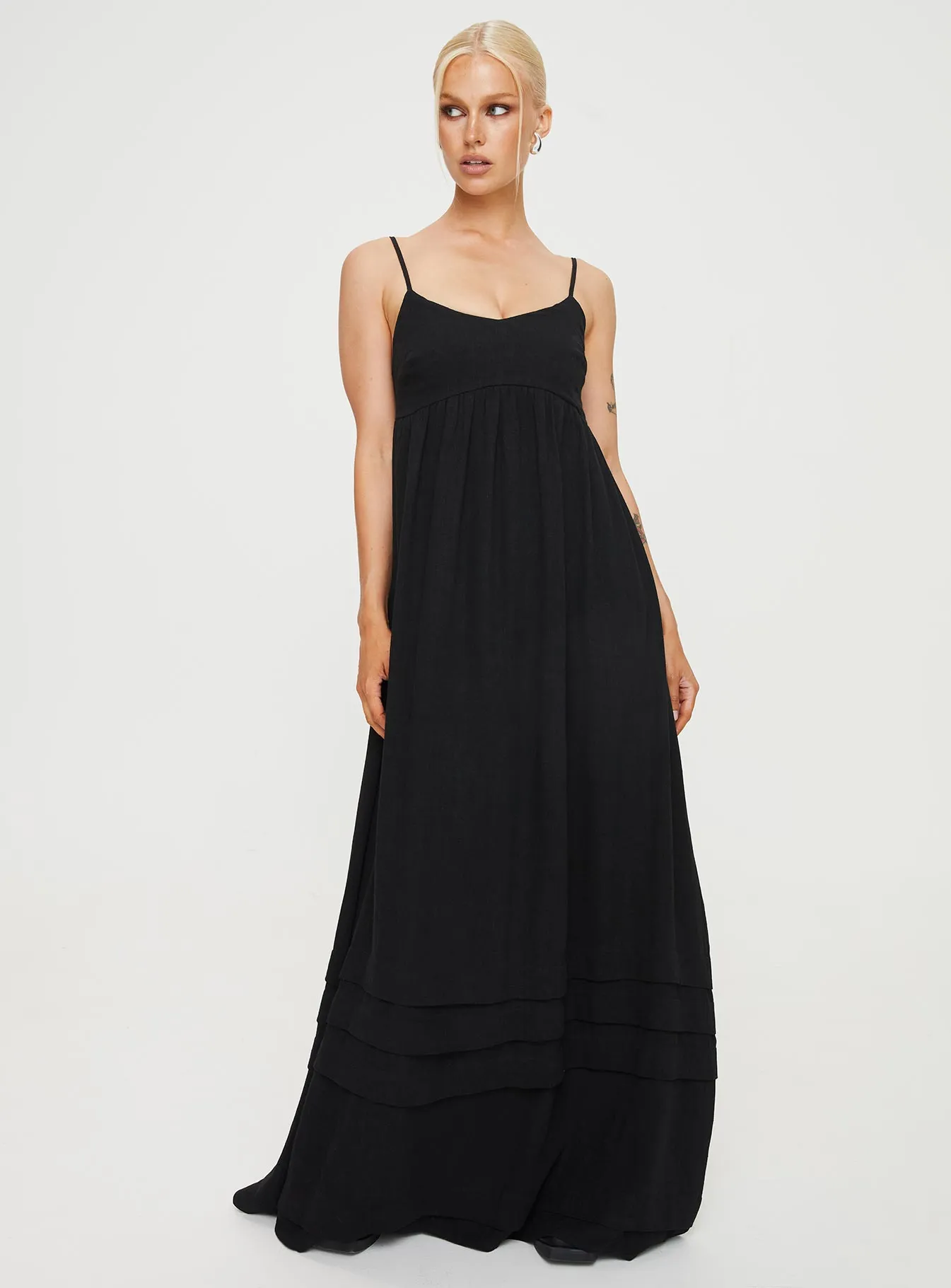Desert Path Milden Linen Blend Maxi Dress Black