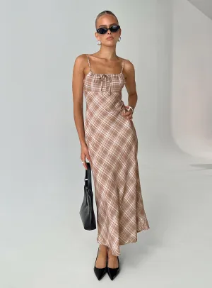 Heat Air Wallin Maxi Dress Brown Check