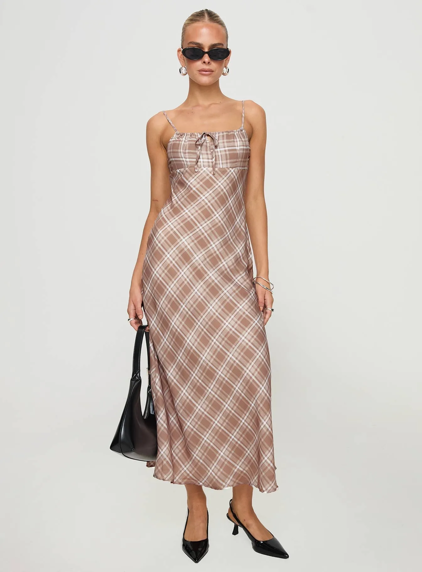 Sage Green Wallin Maxi Dress Brown Check