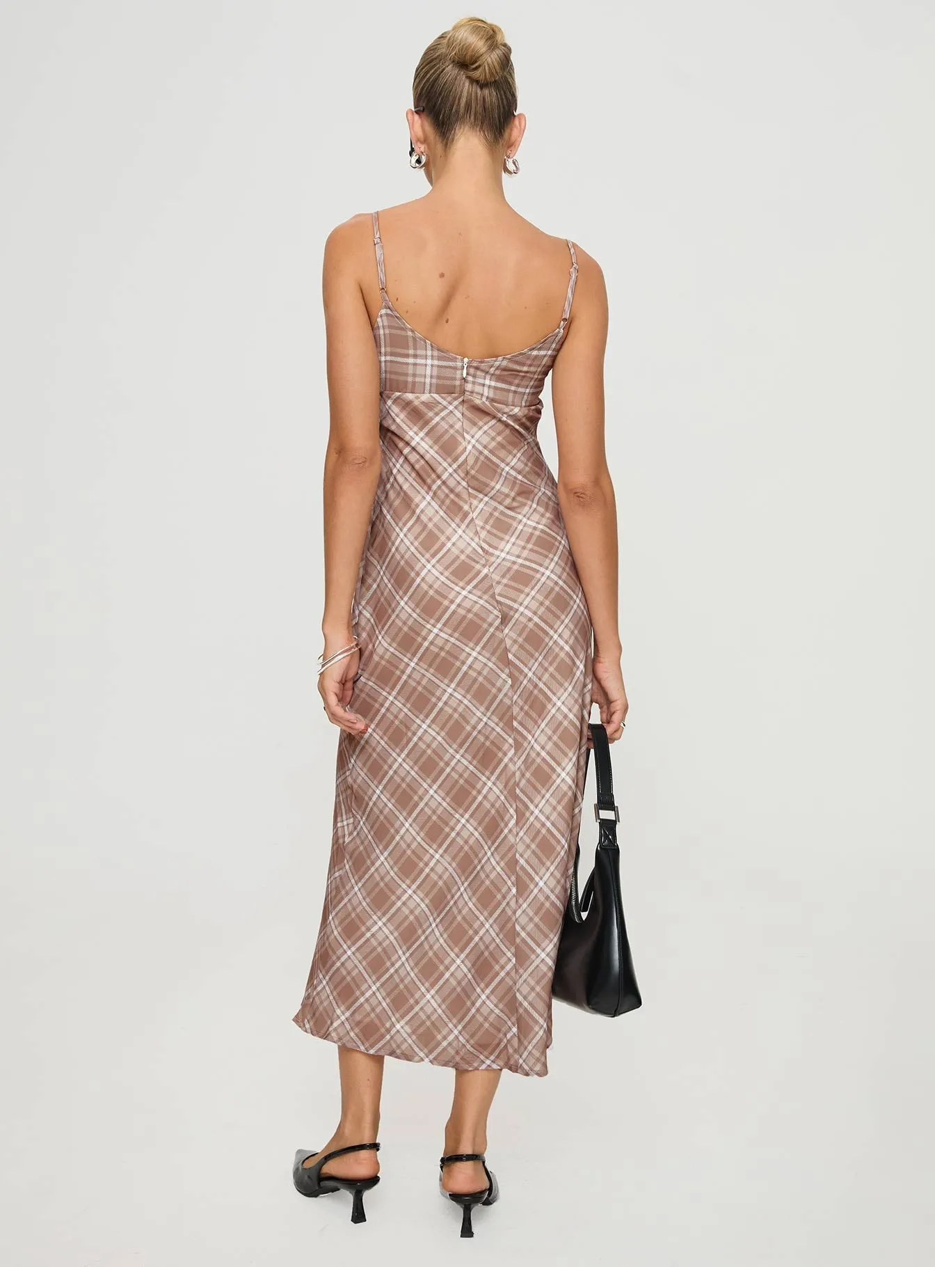 Water Glow garden party Wallin Maxi Dress Brown Check