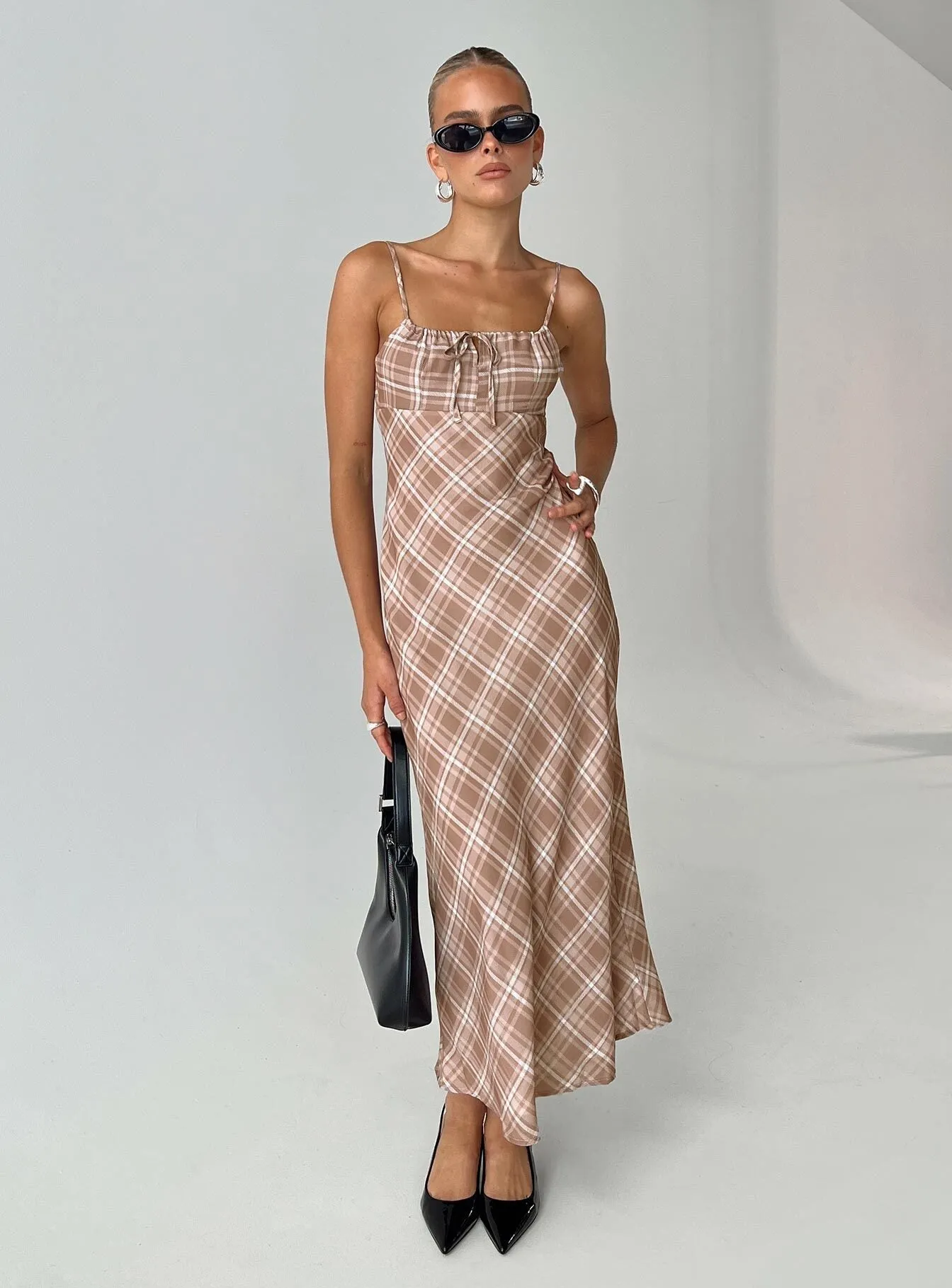Heat Air Wallin Maxi Dress Brown Check