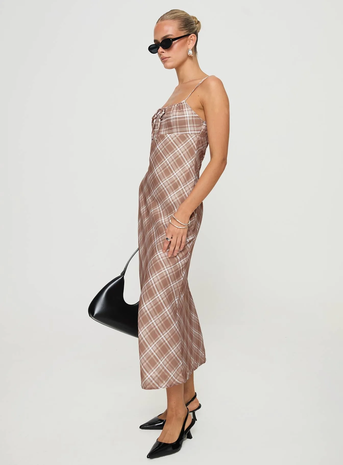 Bold pattern maxi Wallin Maxi Dress Brown Check