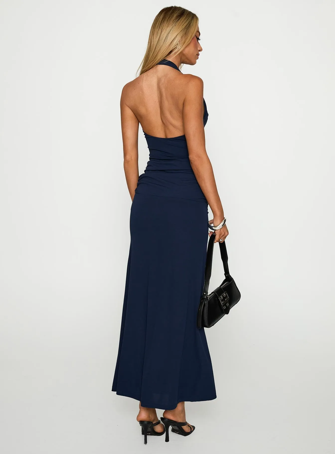 Linen Drapes Forest Air Casino Halter Maxi Navy
