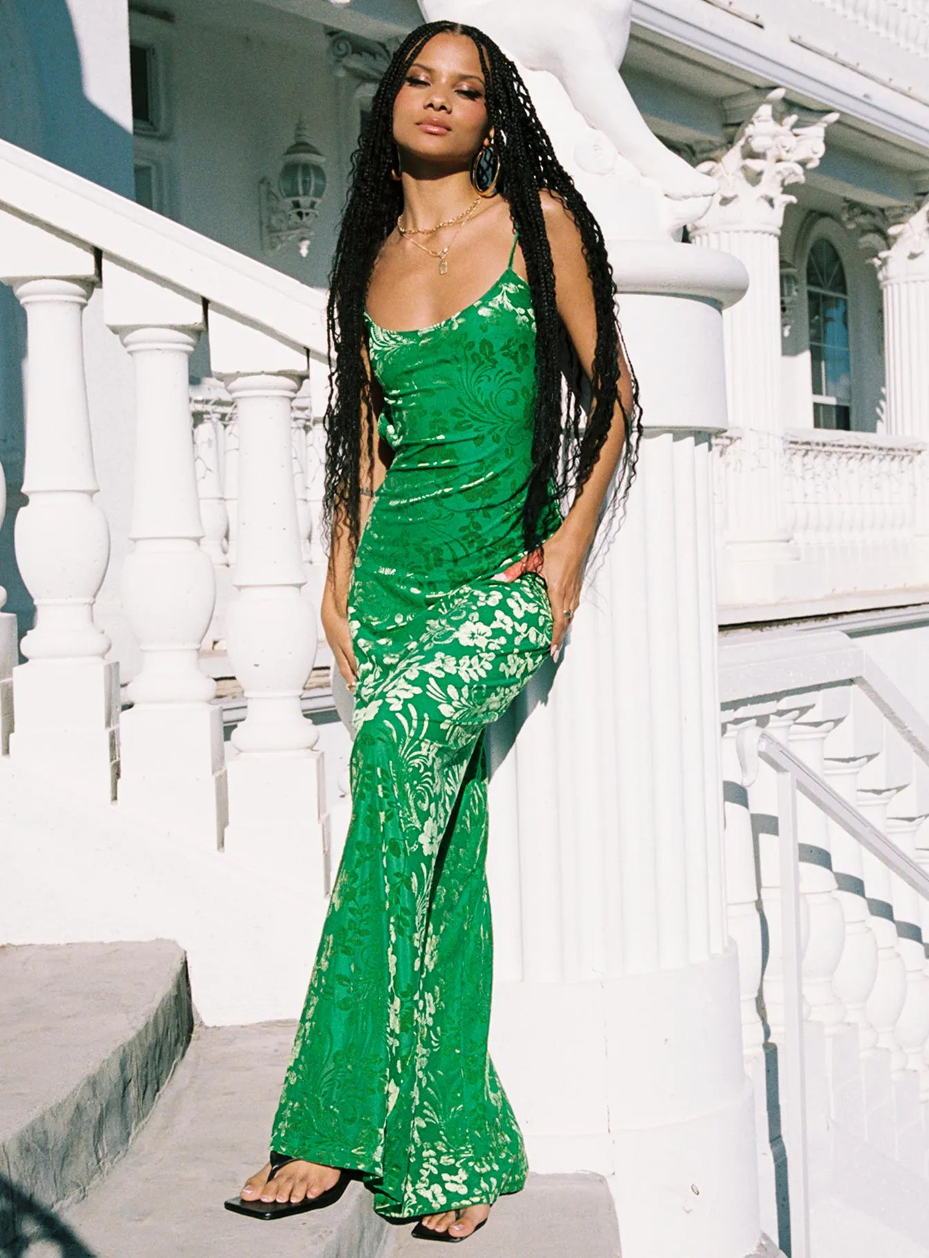 Shell Beach This dress offers a flattering fit that accentuates your shape without feeling tight Burn Out Velvet Maxi Dress Green
