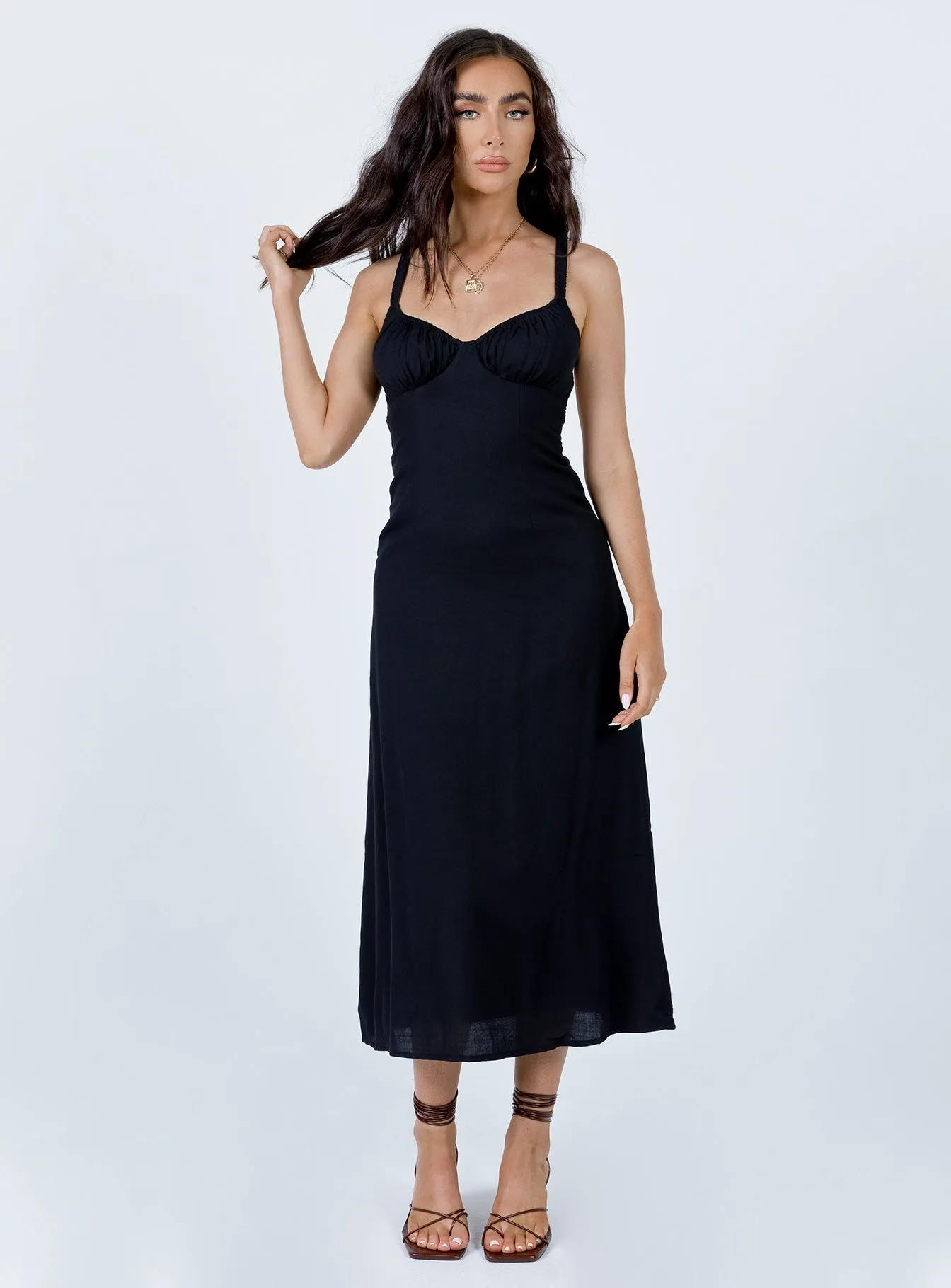 Flame Glow Georgia Midi Dress Black