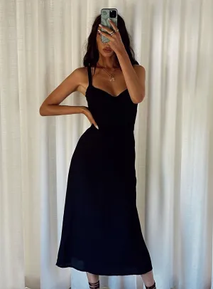 Georgia Midi Dress Black Sun Heat Trim Glow