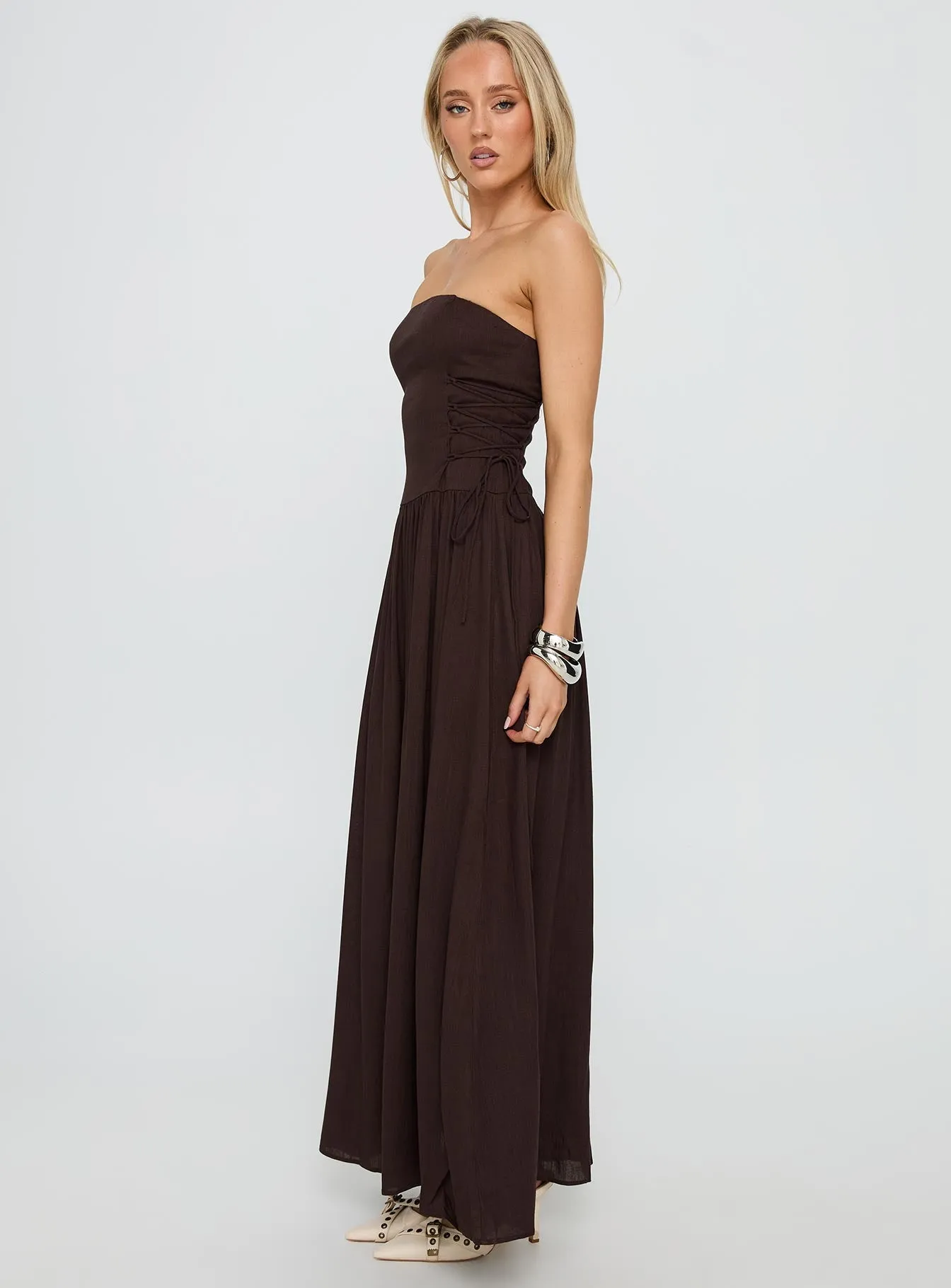 So Far So Good Maxi Dress Chocolate Stunning full-length outfit Timeless Glow