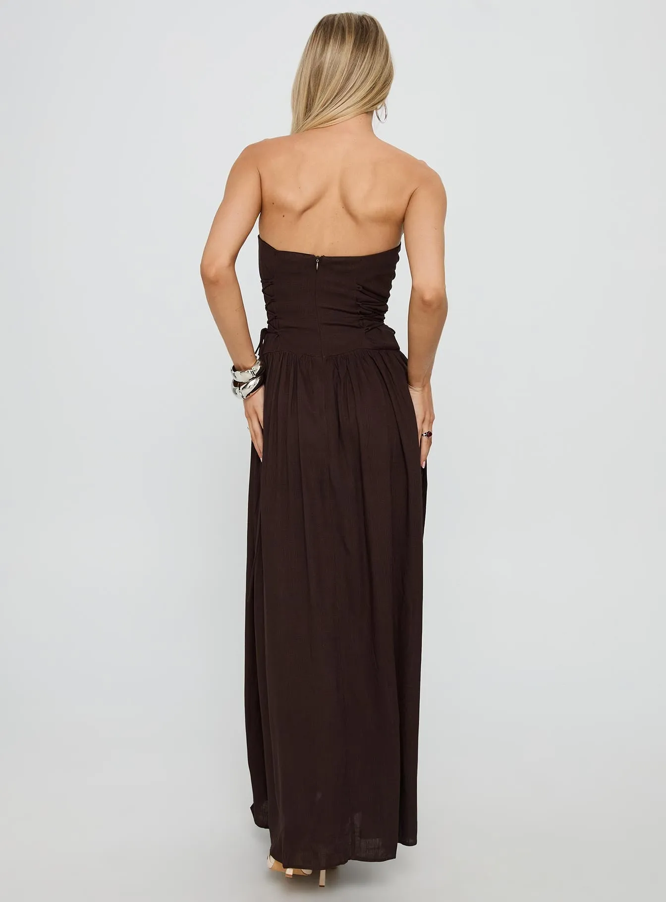 Peony Bloom Festival Glow So Far So Good Maxi Dress Chocolate