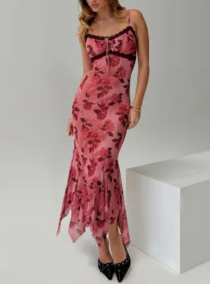 Eirini Maxi Dress Pink Floral Rose Glow