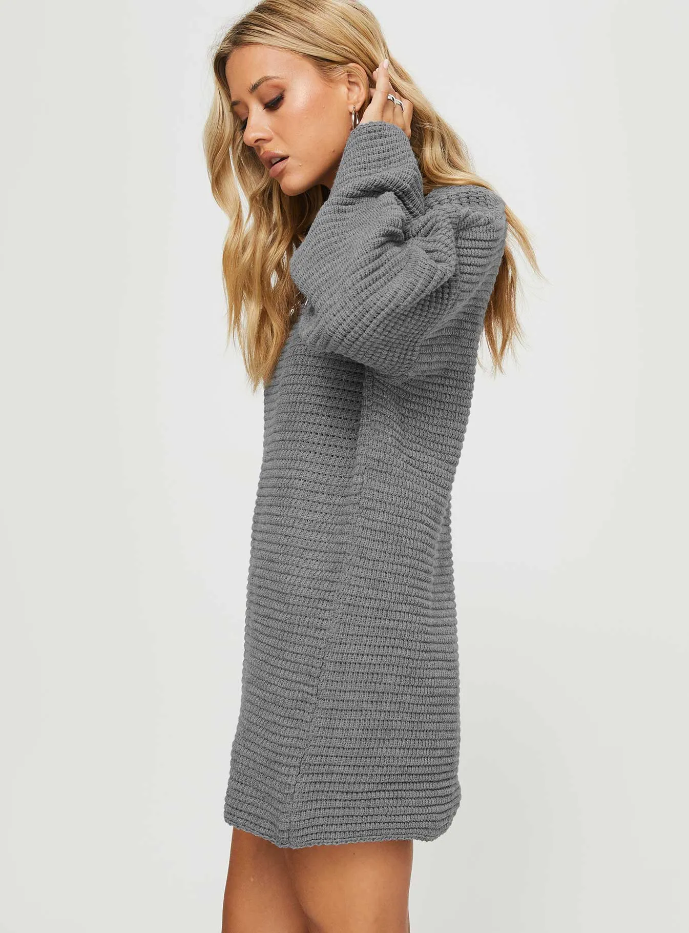 Glow Mood Style Pop Sherwick Sweater Mini Dress Grey