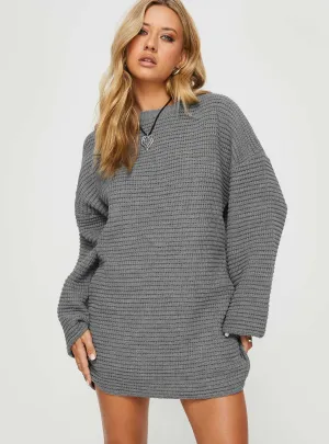 Sherwick Sweater Mini Dress Grey and Versatile evening mini dress.