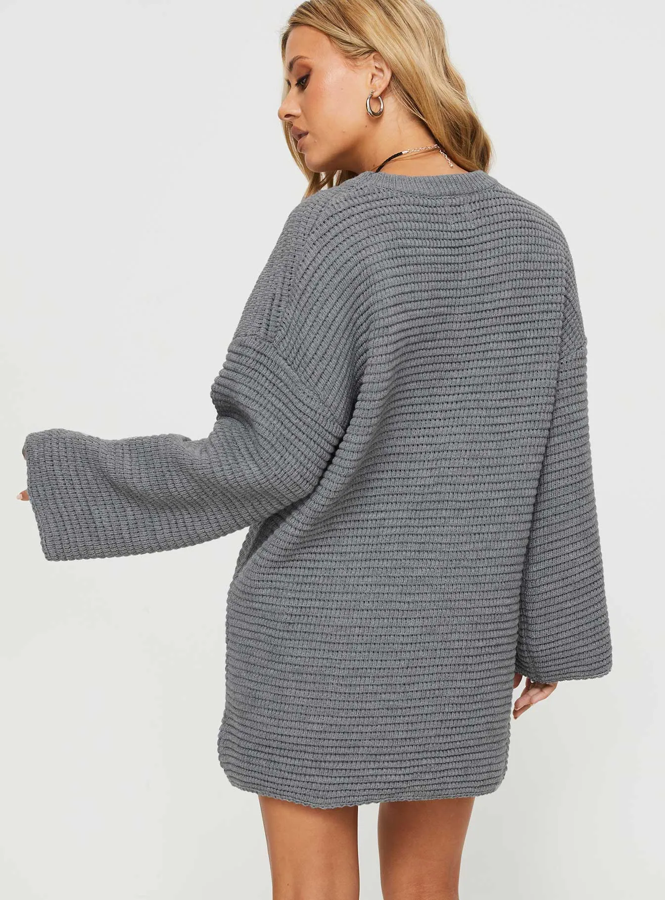 Flirty Fashion Sherwick Sweater Mini Dress Grey