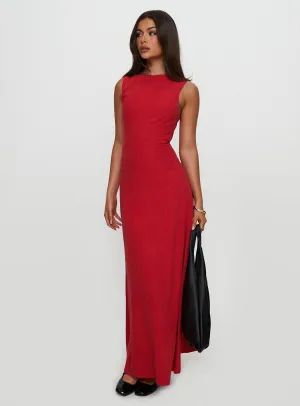 Lewisa Maxi Dress Red Coastal Chic Flowing chiffon dress