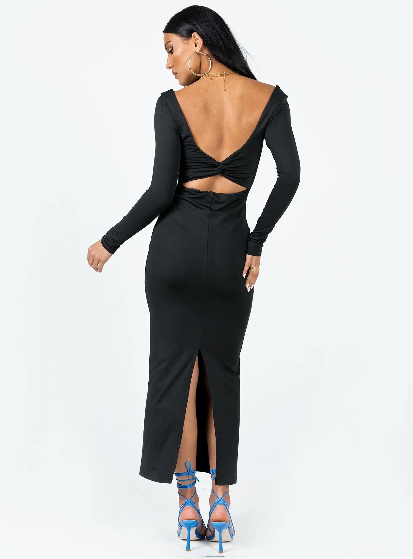 Short Sleeve Dot Play Lyla Maxi Dress Black
