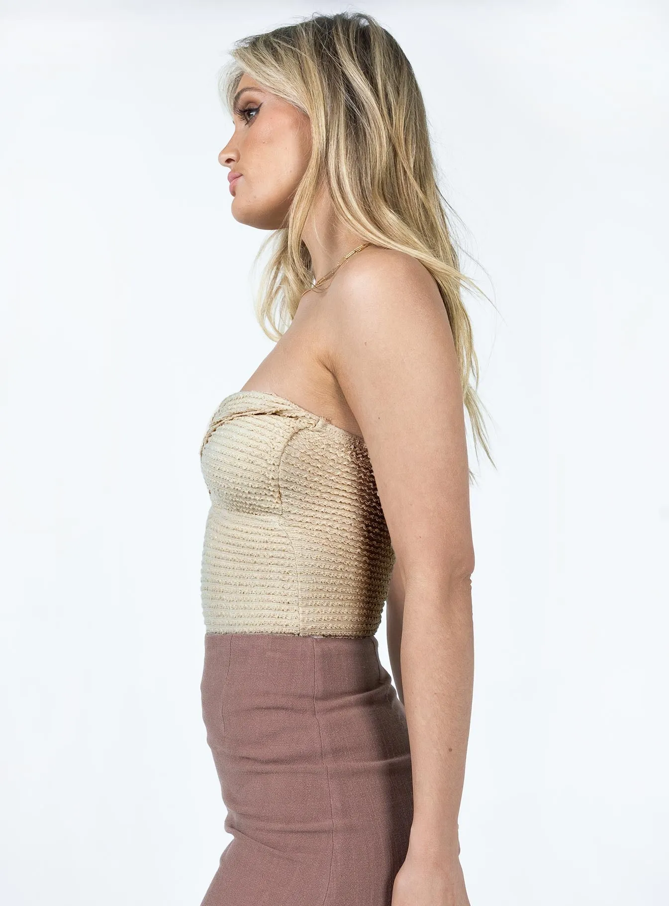 Jaynee Strapless Bodysuit Beige Urban Date