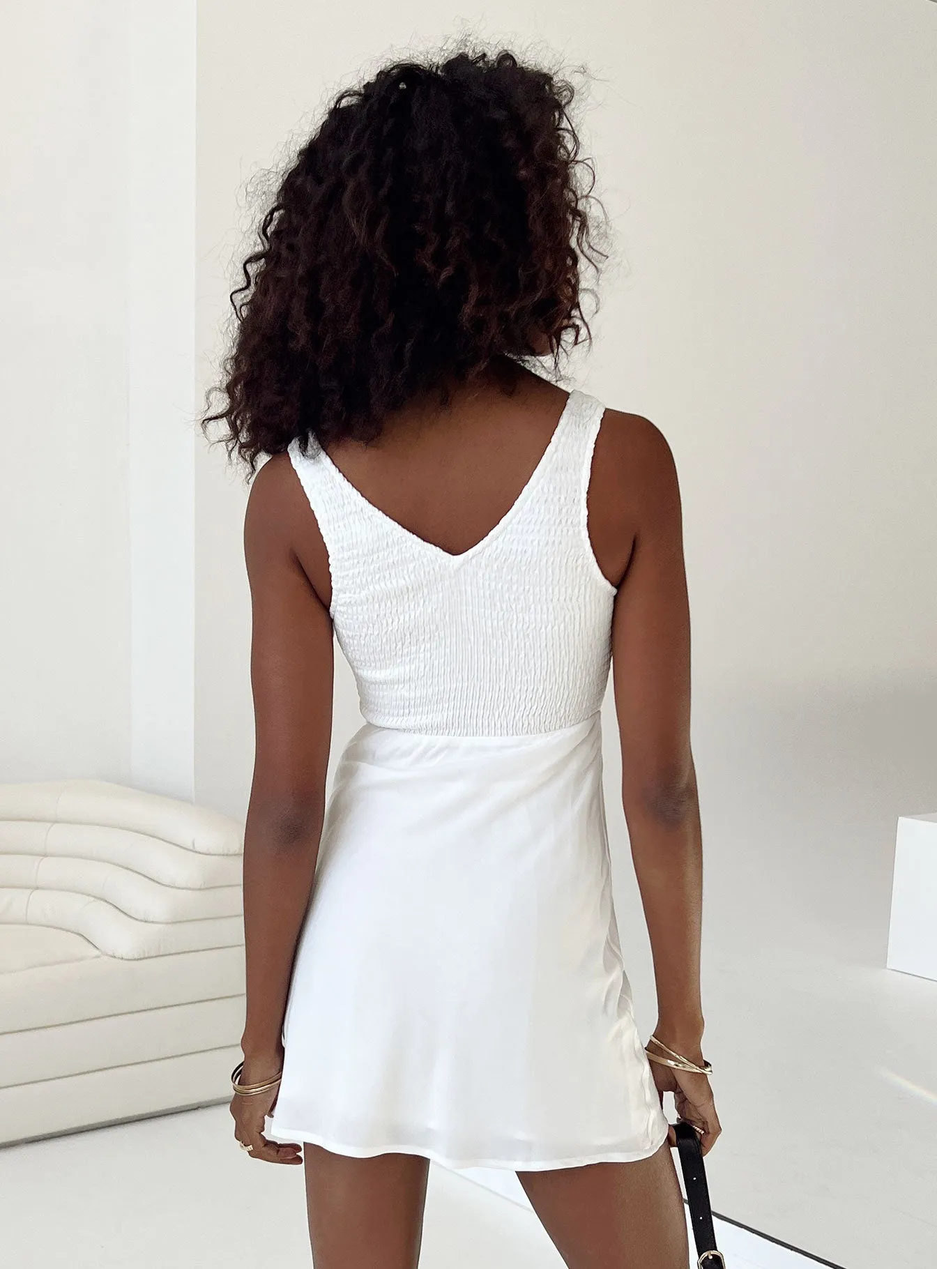 Bareena Mini Dress White Bare Leg Floral Appeal