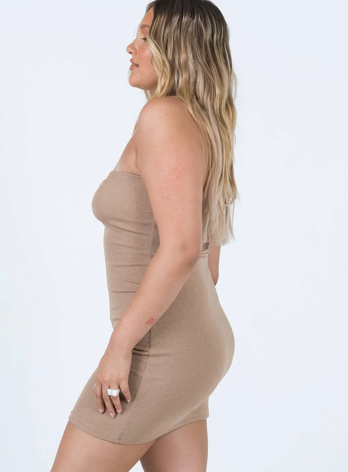 Charm Strapless Mini Dress Brown Fresh Vibes
