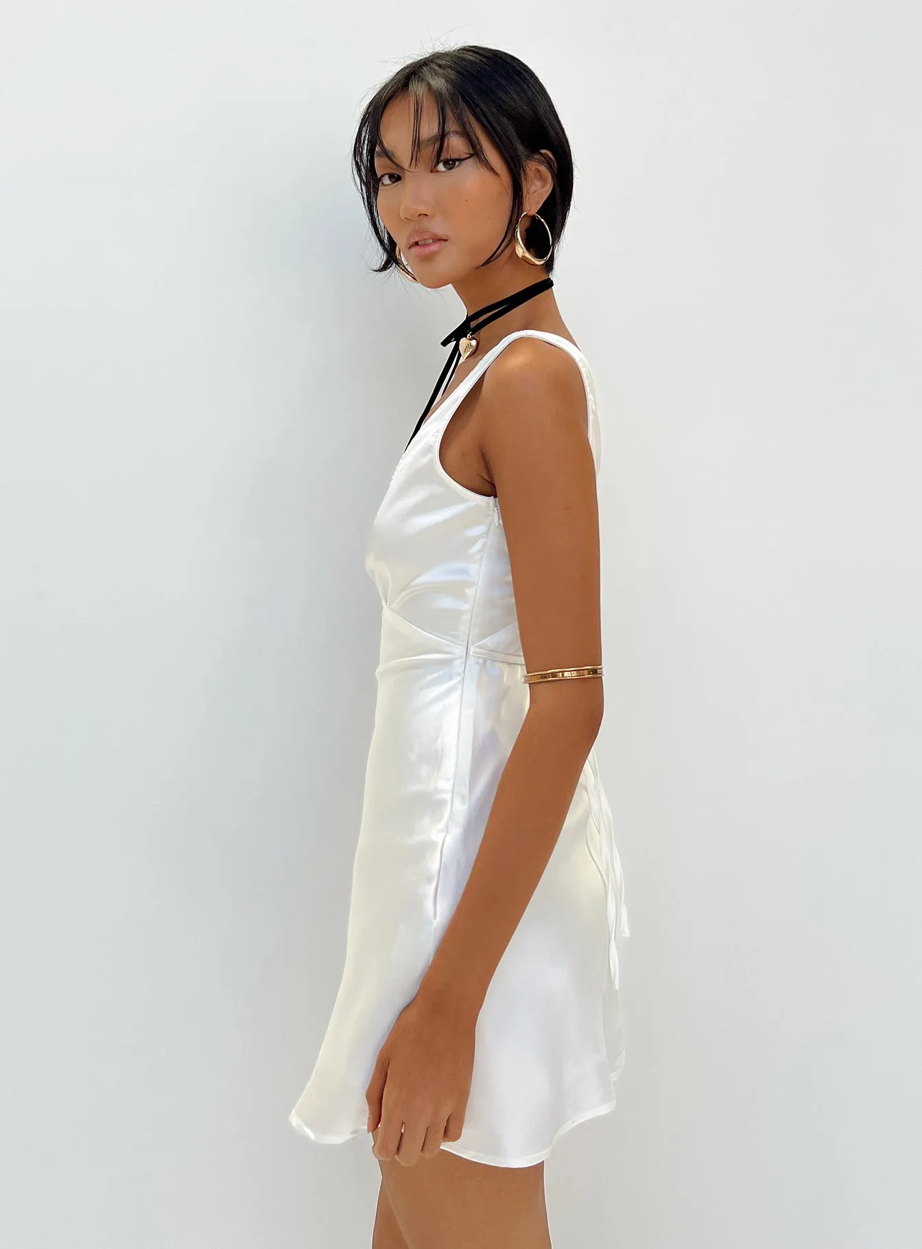 Nellie Mini Dress White Satin Vibrant Fashion