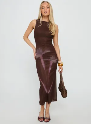 Fayola Maxi Dress Floral Brown Whether dressing for work or a weekend gathering this dress is always an appropriate choice Morning Mist