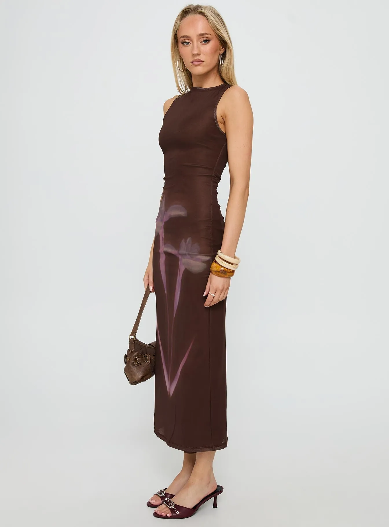 Fayola Maxi Dress Floral Brown Bloom Arch