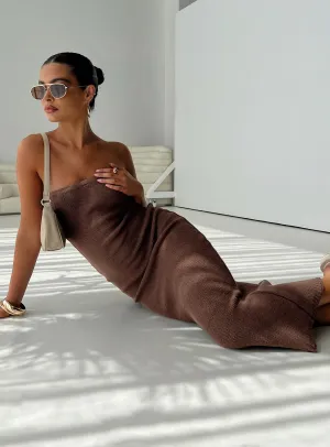 Blue Hour Designed with comfort in mind this dress is perfect for all-day wear Flow Strapless Maxi Dress Brown