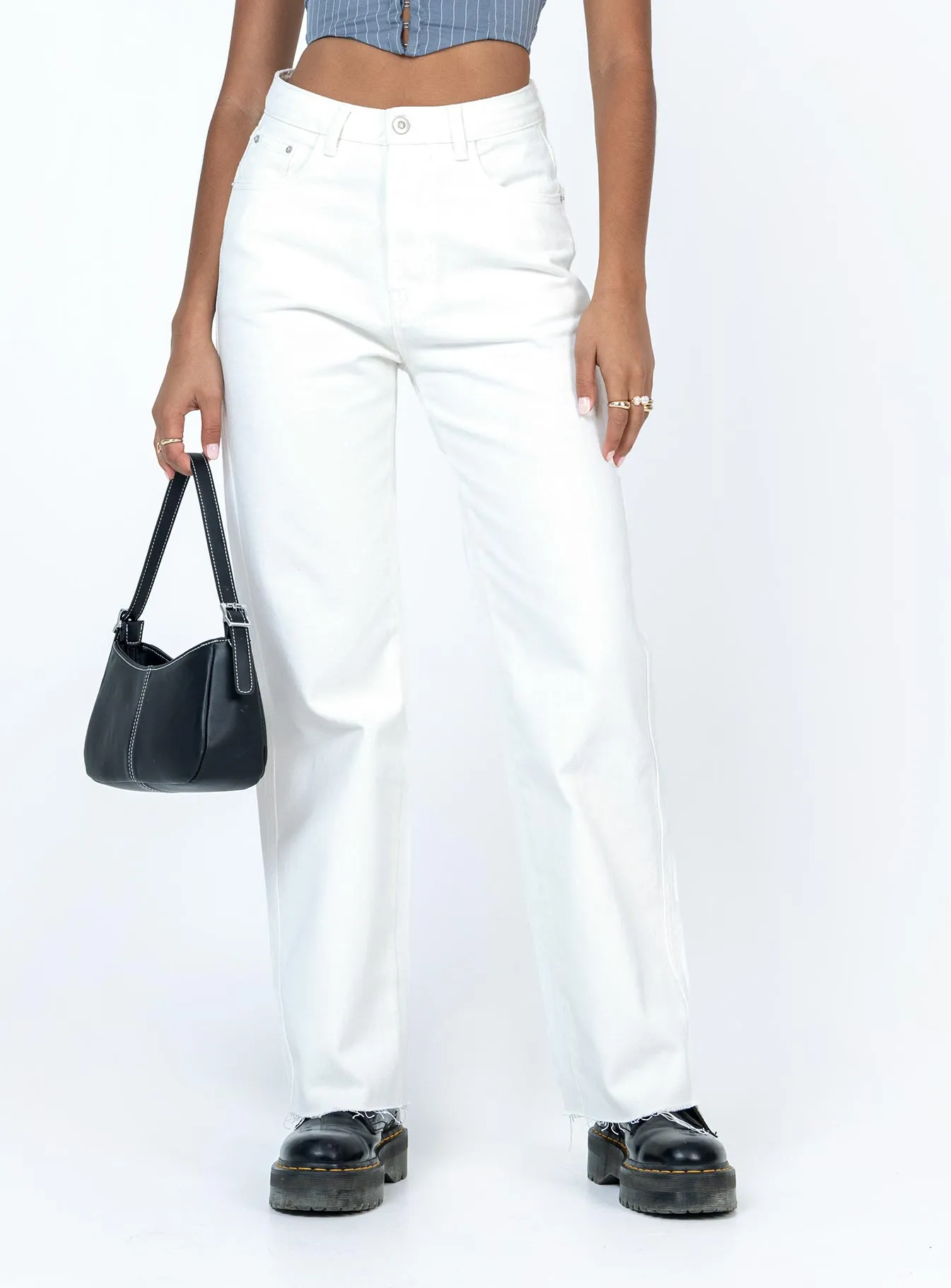 Formal Adult Fashion Shanelle Straight Leg Jean White