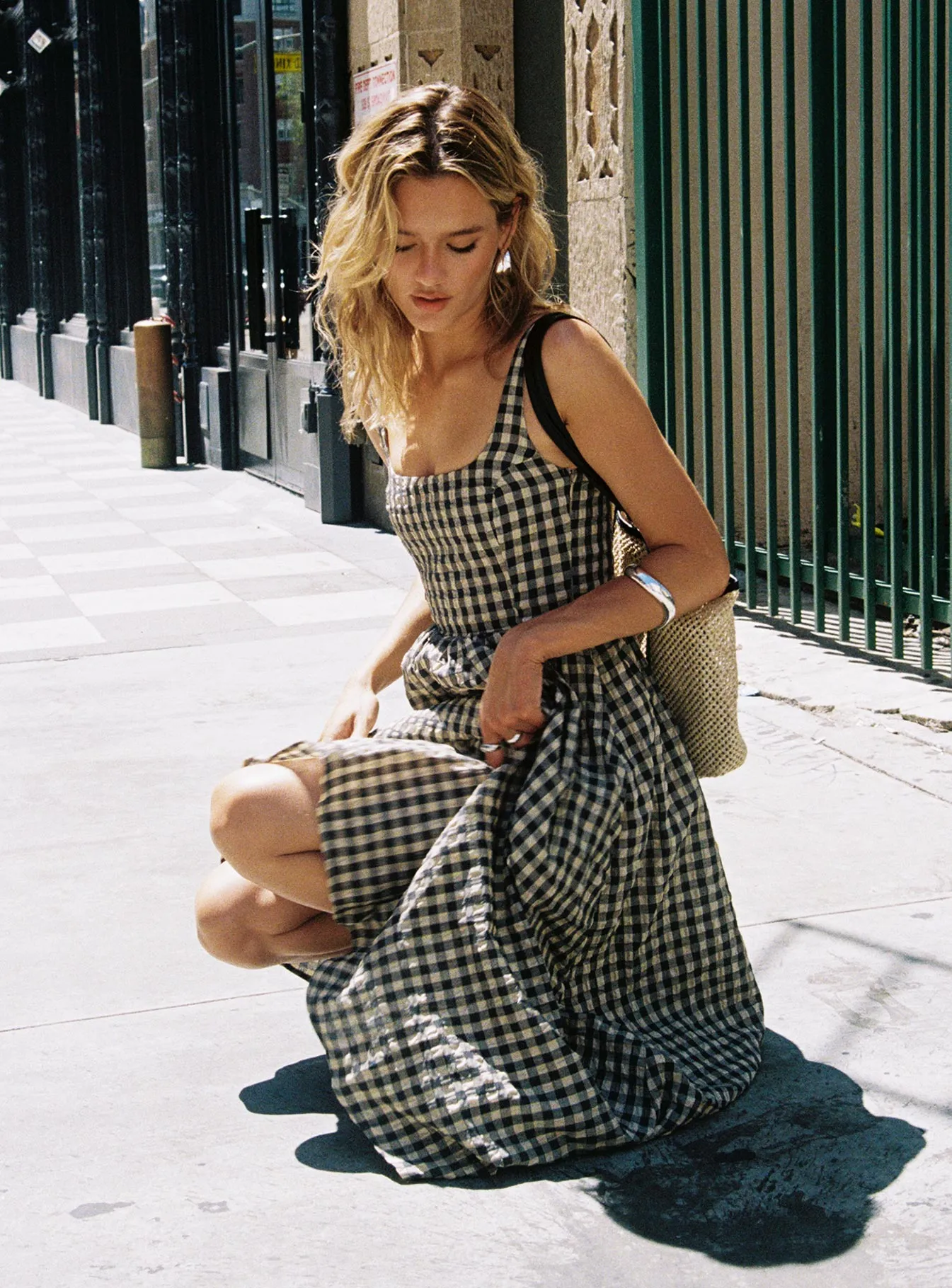 Classic Grace Field Walk Cartmel Check Maxi Dress Black / Cream