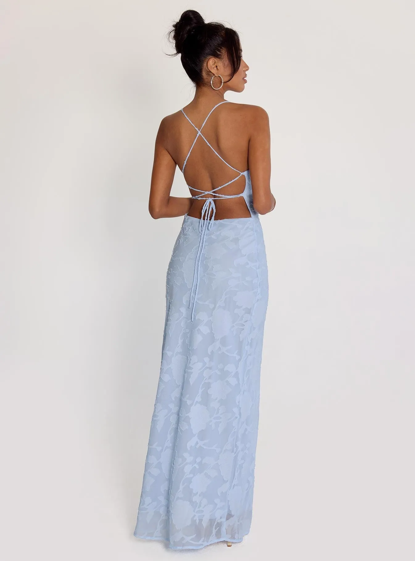 Bead Shine Celena Maxi Dress Blue Burnout