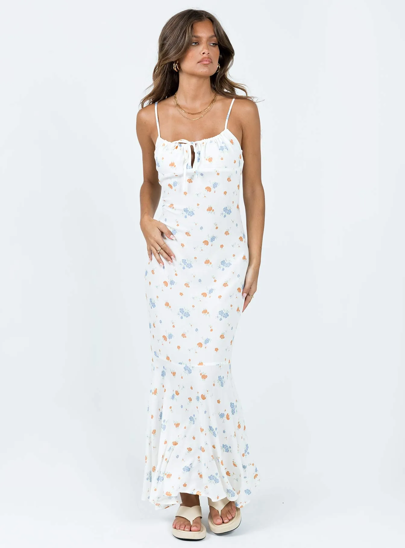 Heart Glow Botanic Scene Corith Maxi Dress White / Multi