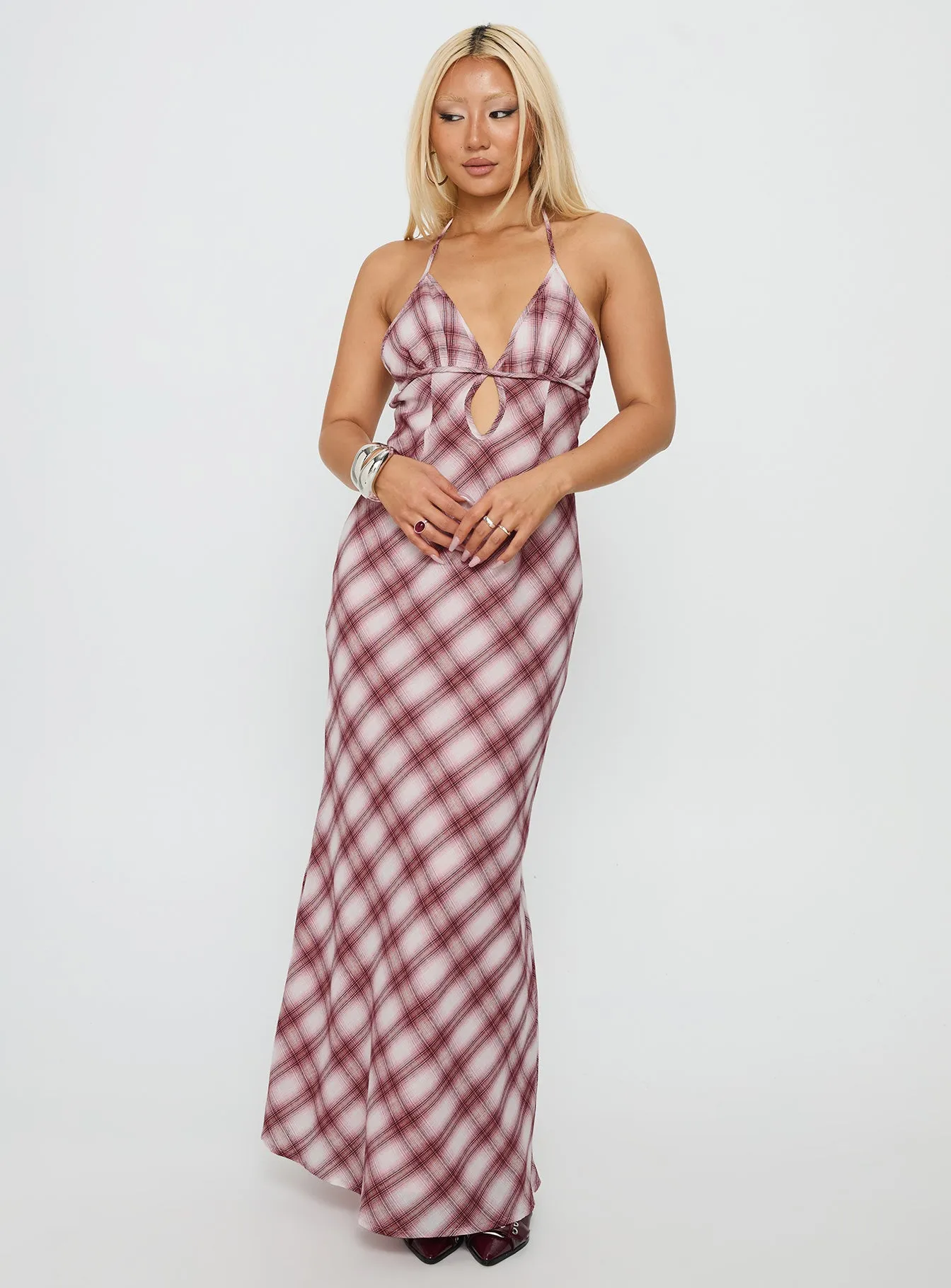 Noon Glow Momentous Backless Halter Maxi Dress Multi