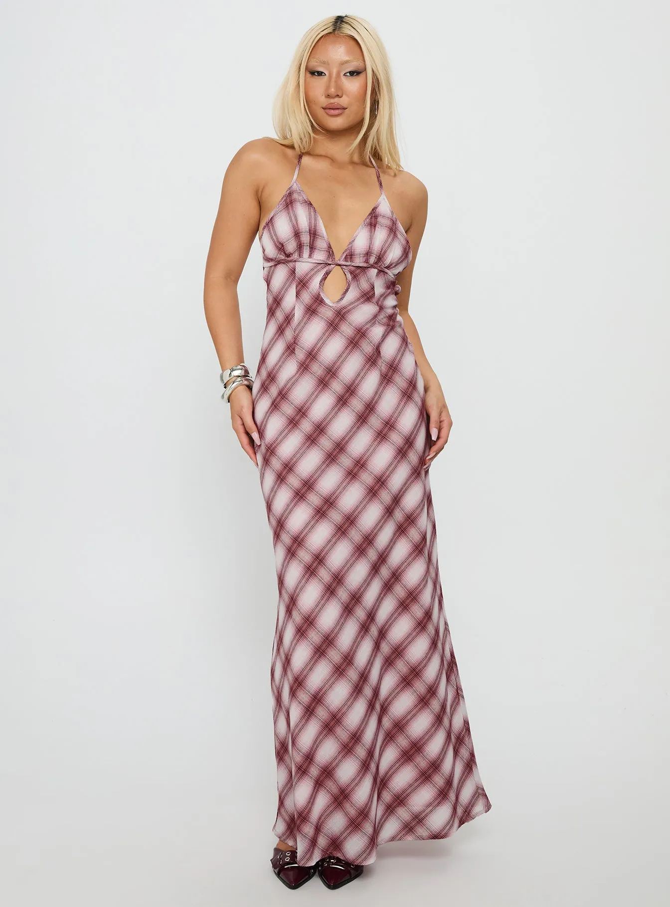 Ruffle Hem All Season Momentous Backless Halter Maxi Dress Multi