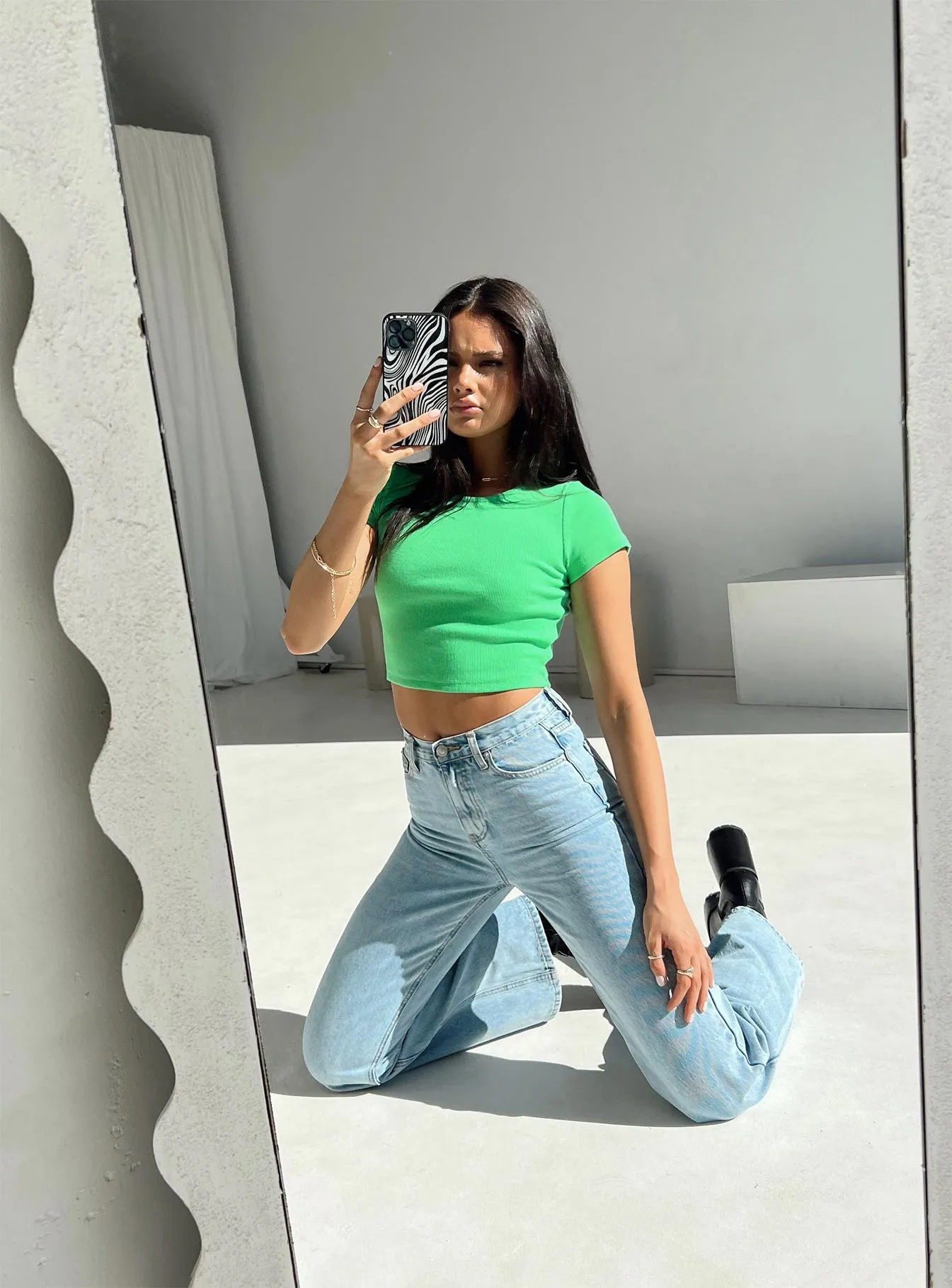 Classic Crop Tee Green SlimFit