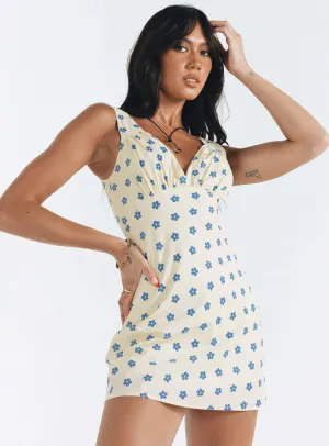 Cordero Mini Dress Yellow Floral Relaxed Look