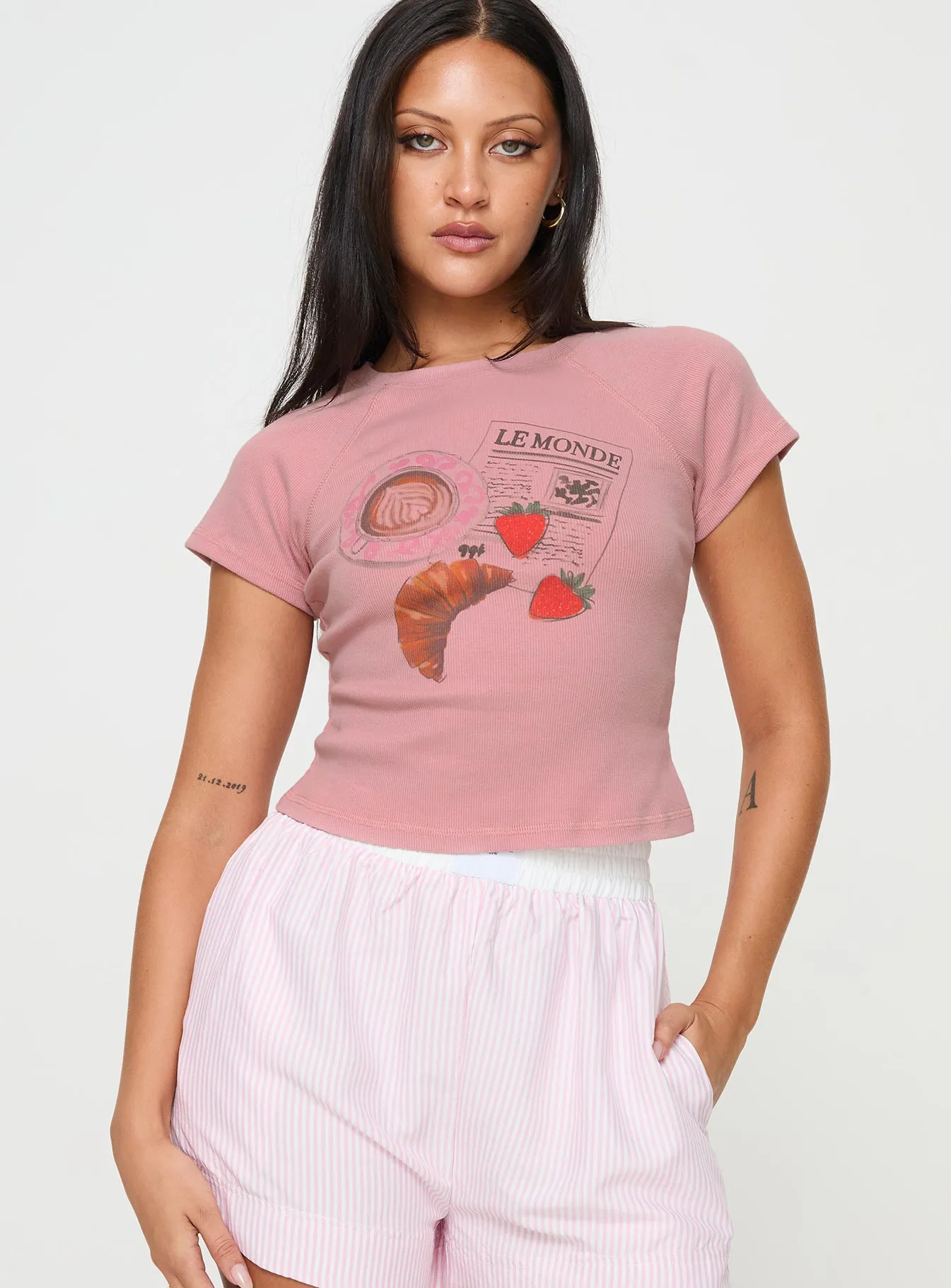 EasyCareFinish Ultra Soft Blend Breakfast Buffet Sleep Tee Pink