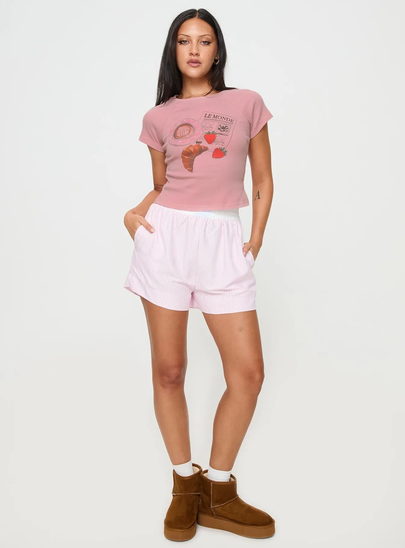 Breakfast Buffet Sleep Tee Pink SustainableManufacturing