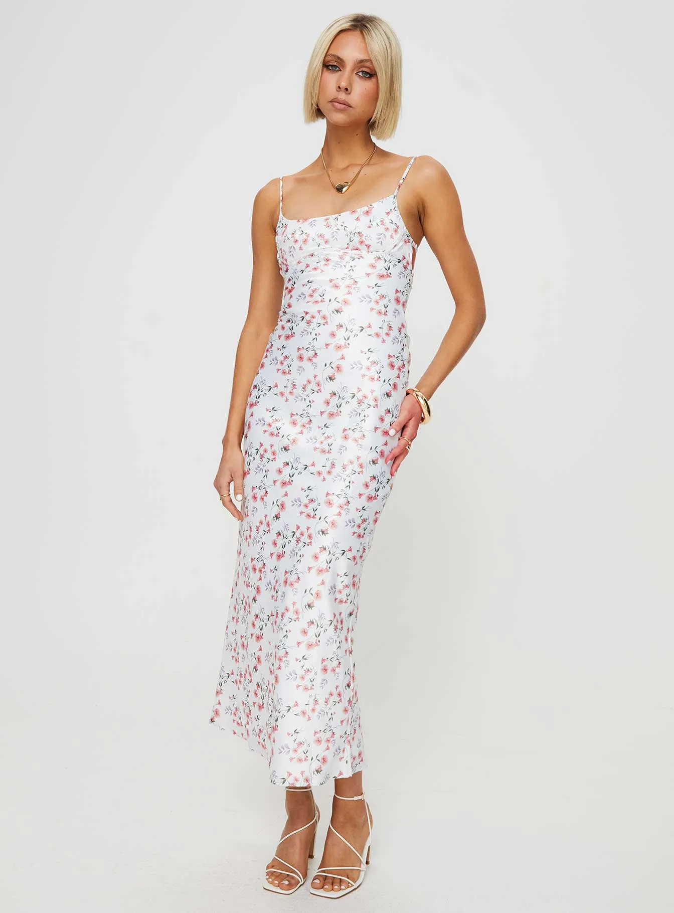 Mortica Maxi Dress White / Floral Wood Bridge