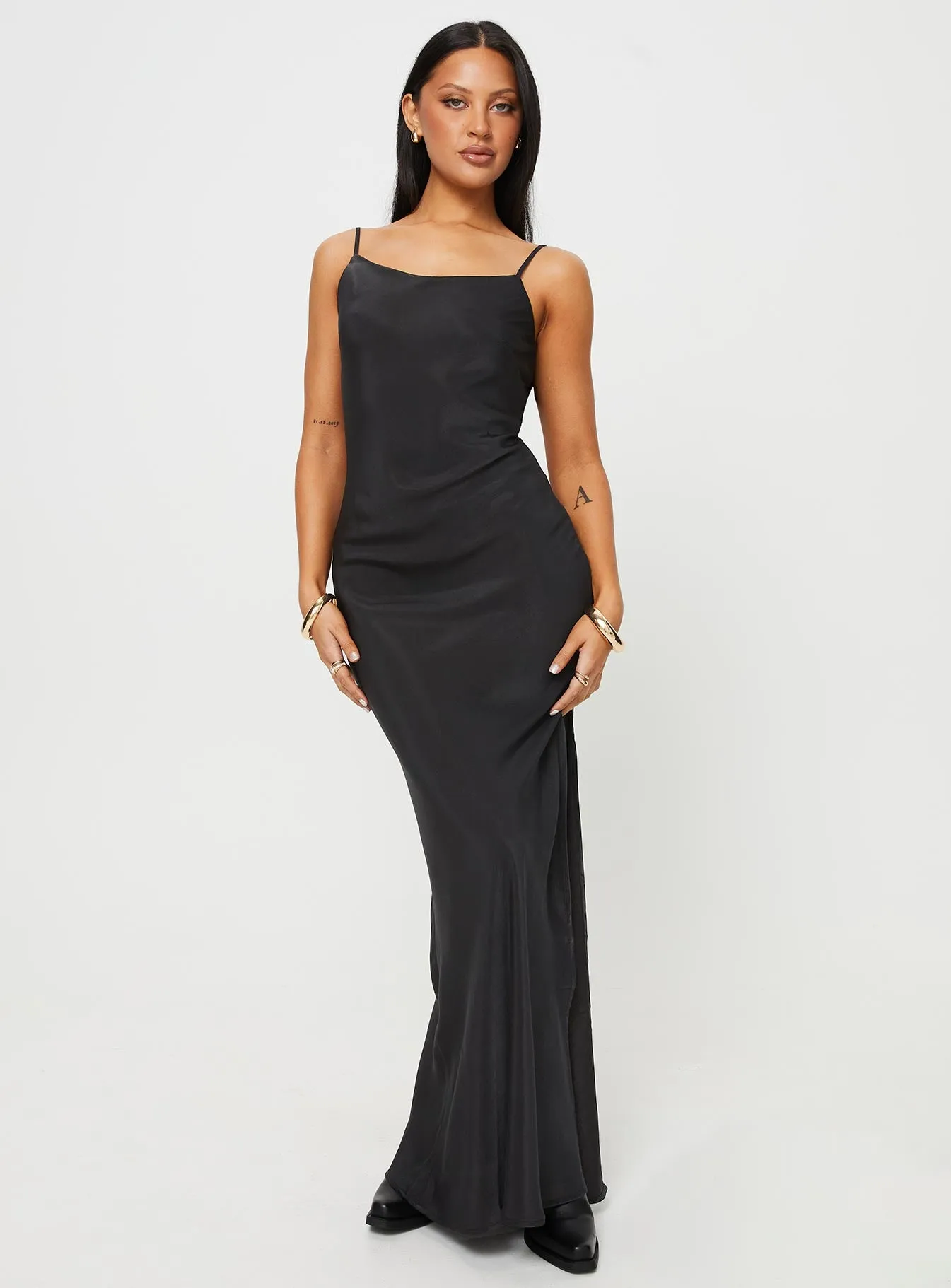 Drift Sand Damelio Low Back Maxi Dress Black