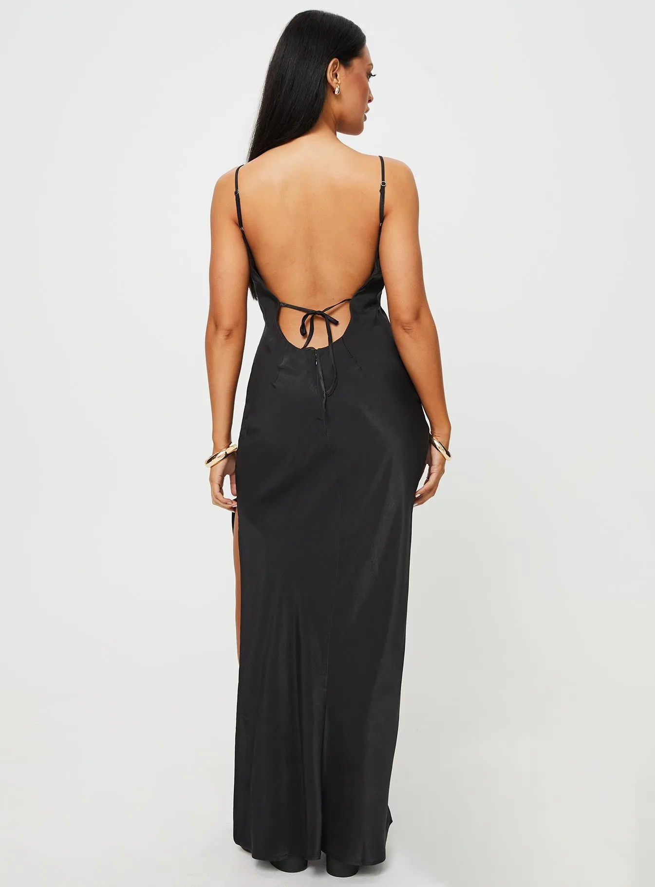 Damelio Low Back Maxi Dress Black Lilac Soft