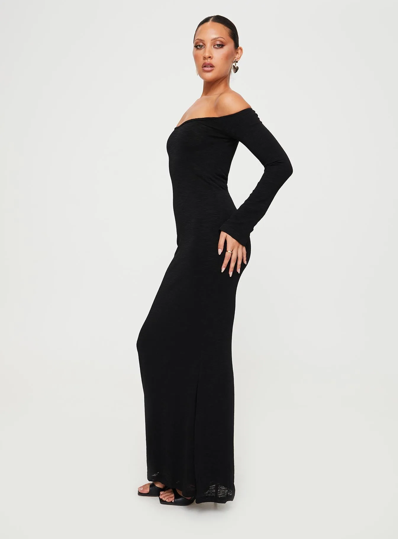 Korey Off The Shoulder Maxi Dress Black Elegant dinner dress Wild Air